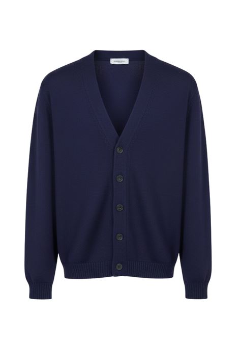 Cardigan Scollo a V in Misto Lino e Cotone Blu Navy DANIELE FIESOLI | Cardigan | 30800024